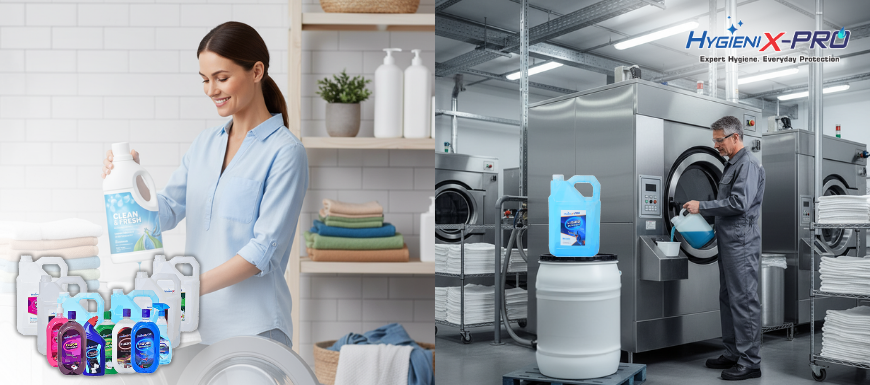 A bottle of Hygienix Pro Liquid Detergent.