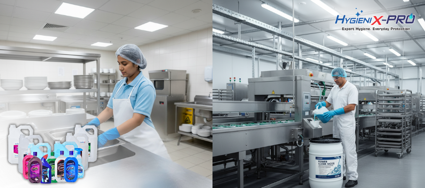 A bottle of Hygienix Pro Dish Wash Gel with a lemon.