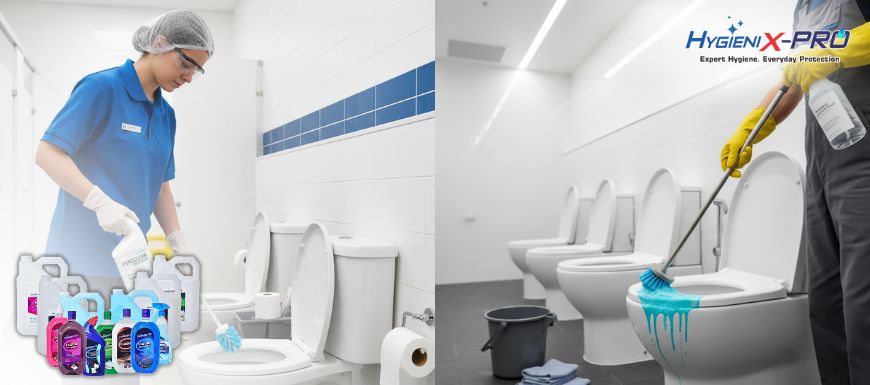 A bottle of Hygienix Pro Toilet Cleaner.