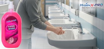 A person cleaning hands with Hygienix Pro Hand Wash.